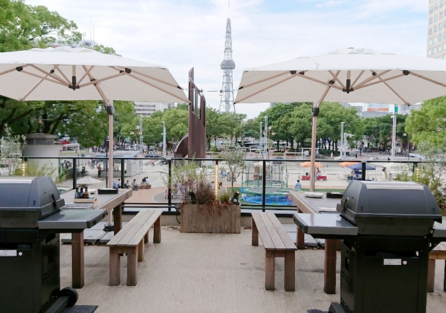 名古屋 栄 サカエヒロバスのイタリアンBBQレストラン CARVINO 栄 テラス席